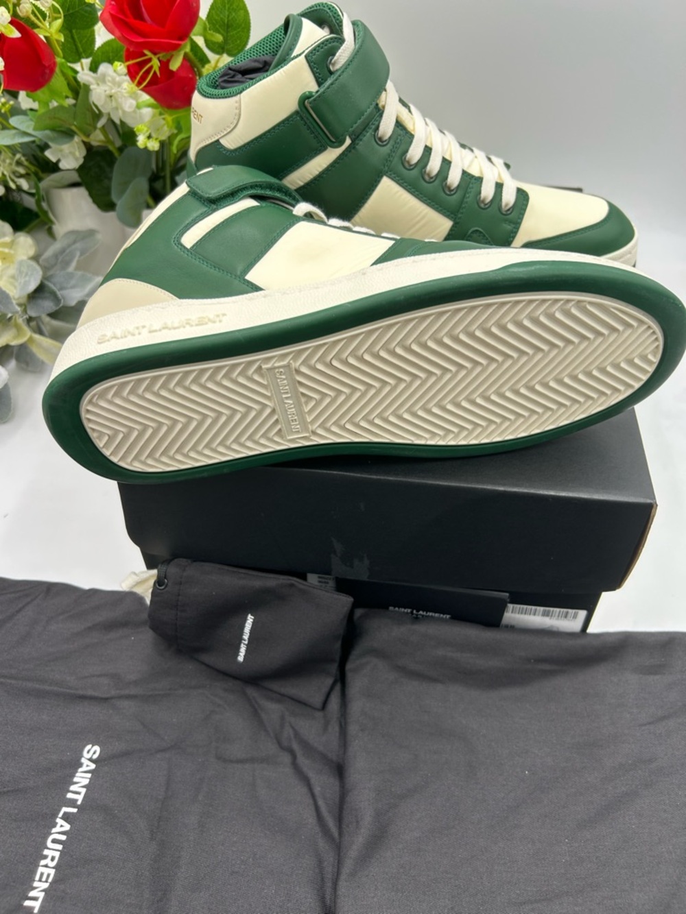 Men's Saint Laurent LAX high top leather sneakers size 42/9 US made in Italy - Picture 10 of 12